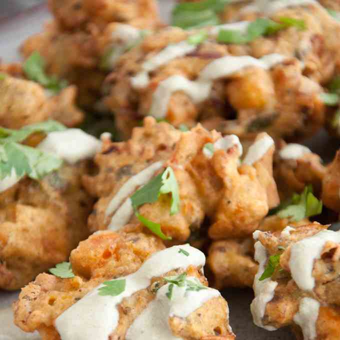 Veggie Pakora with a Cilantro Coconut Sauc