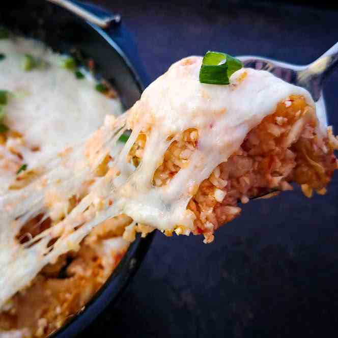 Keto Chicken and Kimchi Rice Bake