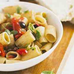 Mezze maniche with cherry tomatoes