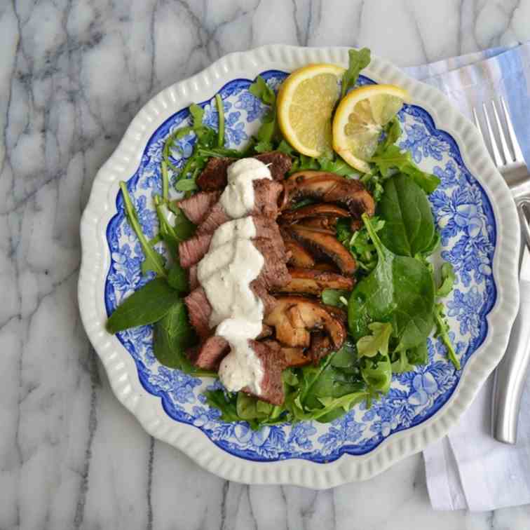 Filet Mignon & Portabella over Salad