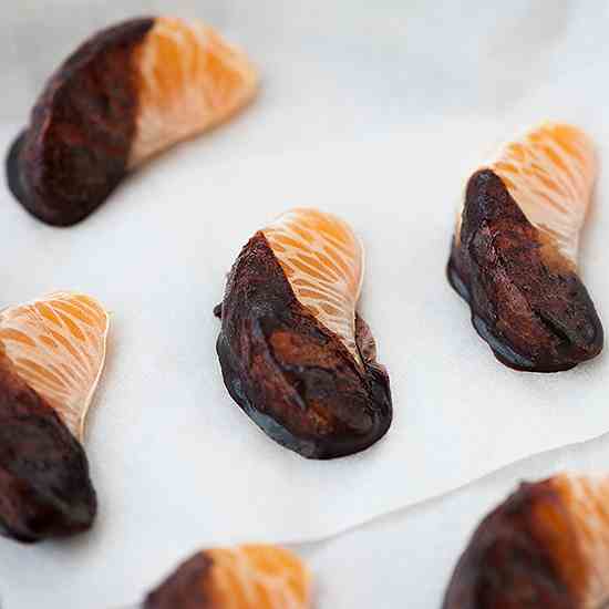 Chocolate dipped mandarin slices