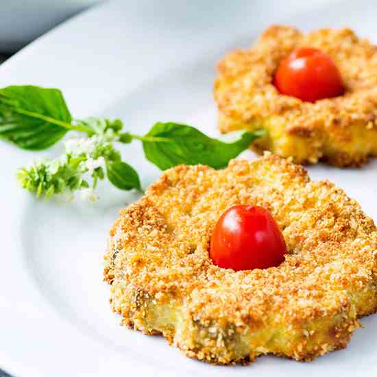 Crispy Oven Baked Eggplant Flowers 