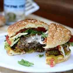 Gorgonzola Cheese Burgers & Adobo Ketchup