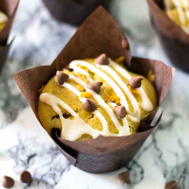 Nutella Stuffed Chocolate Orange Muffins