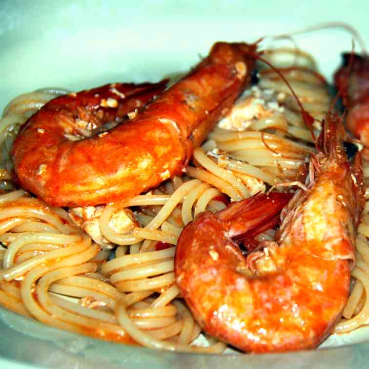 Spaghetti con Gamberi e Pesce Spada