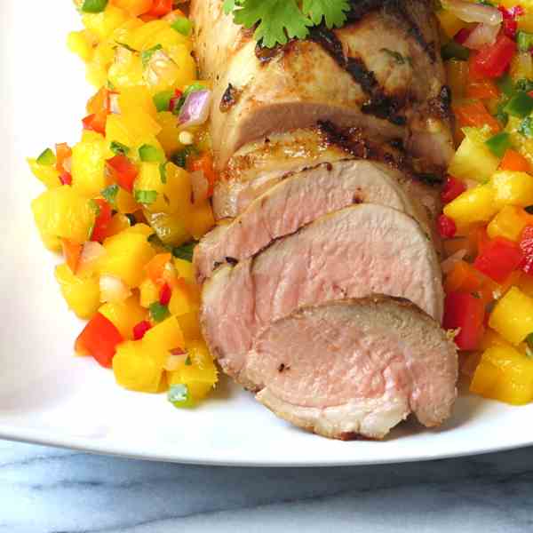 tequila pork with tropical salsa