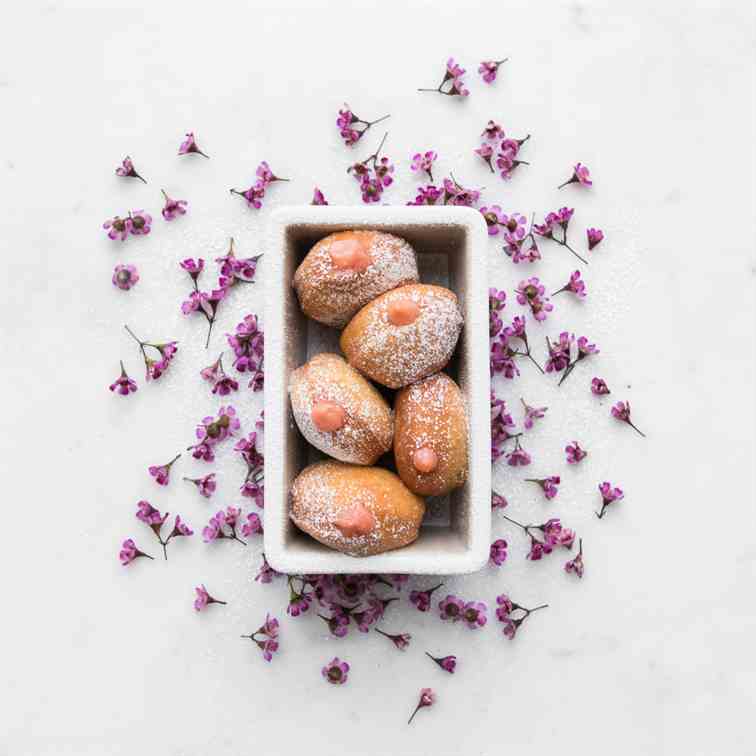 Jelly Donut with Strawberry - Rhubarb Curd