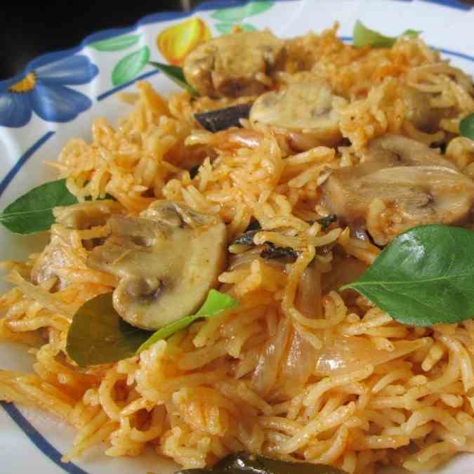 Chettinad Mushroom Biryani Recipe