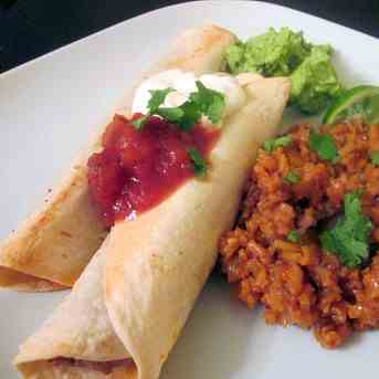 Baked Pork Flautas w Mexican Rice