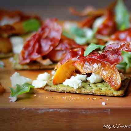 Peaches, Crispy Prosciutto, Roquefort and 