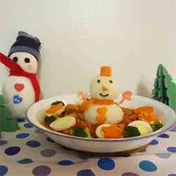 Snowman onigiri (rice ball)