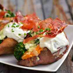 Broccoli Stuffed Baked Sweet Potatoes