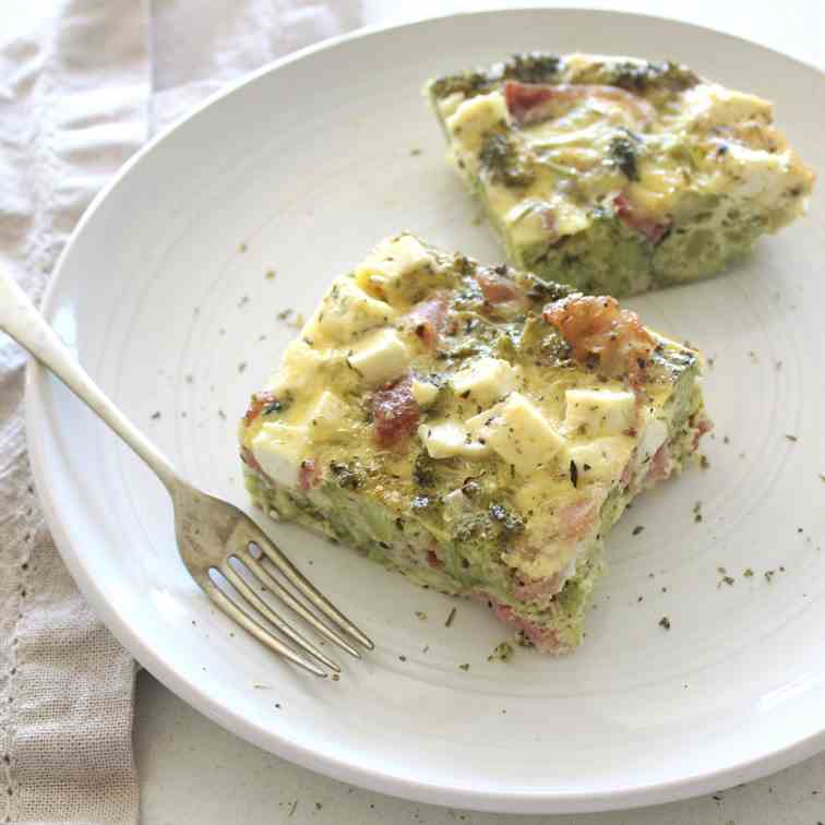 Bacon Broccoli And Feta Crustless Quiche