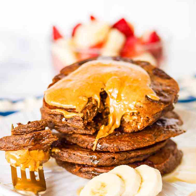 Double Chocolate Chip Banana Pancakes