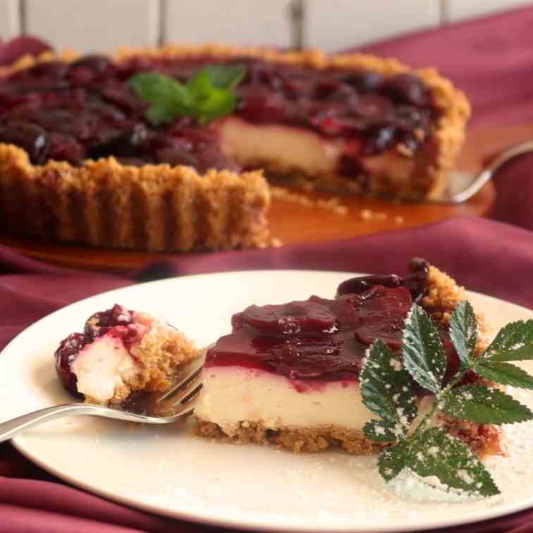 Cherry, Mascarpone Cheesecake Tart