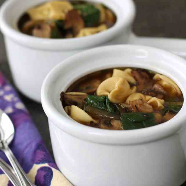 Tortellini Soup with Caramelized Onions