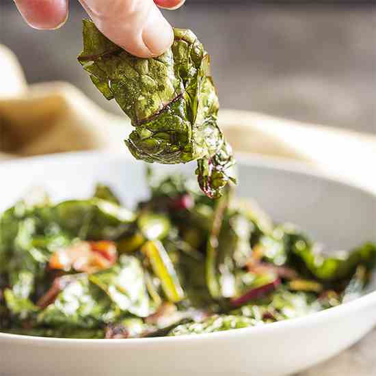 Bacony Swiss Chard Chips