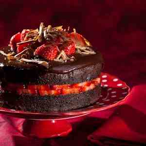 Chocolate strawberry devil's food cake