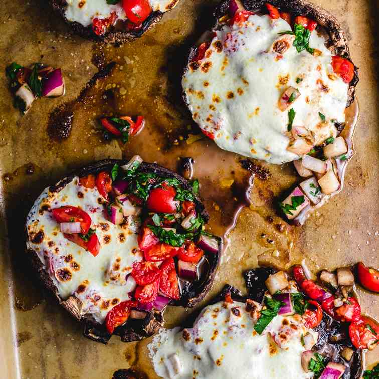 Baked Portobello Mushrooms With Bruschetta