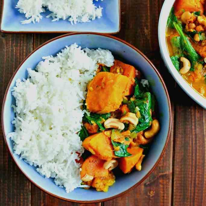 Sweet Potato, Spinach - Cashew Curry
