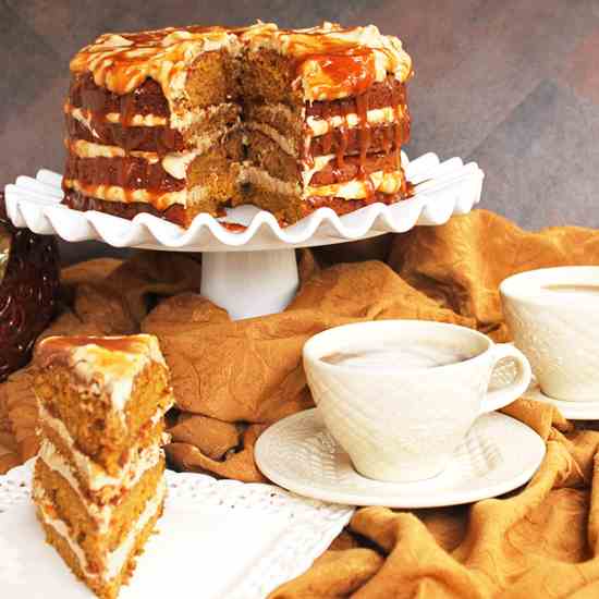 Pumpkin spice caramel latte cake