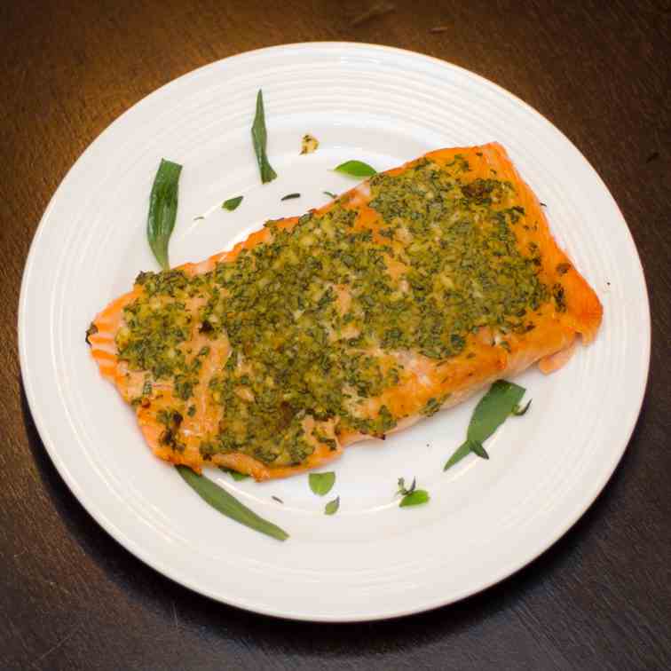 Grilled Salmon with Mustard-Herb Crust