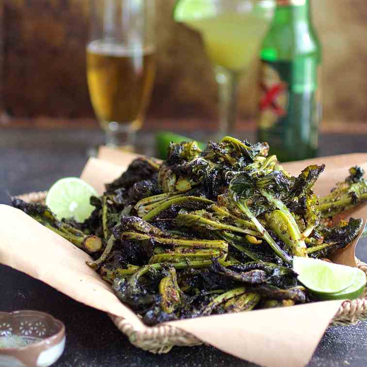 Chili-Roasted Kale Sprouts with Lime Salt