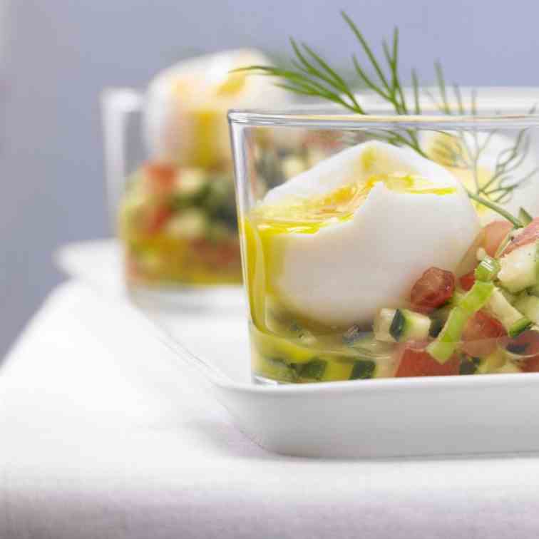 Eggs in a Glass with Spicy Vegetable Salsa