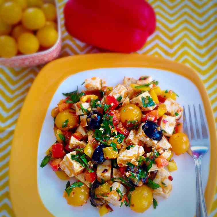 Tofu Salad with Herbed Persimmons