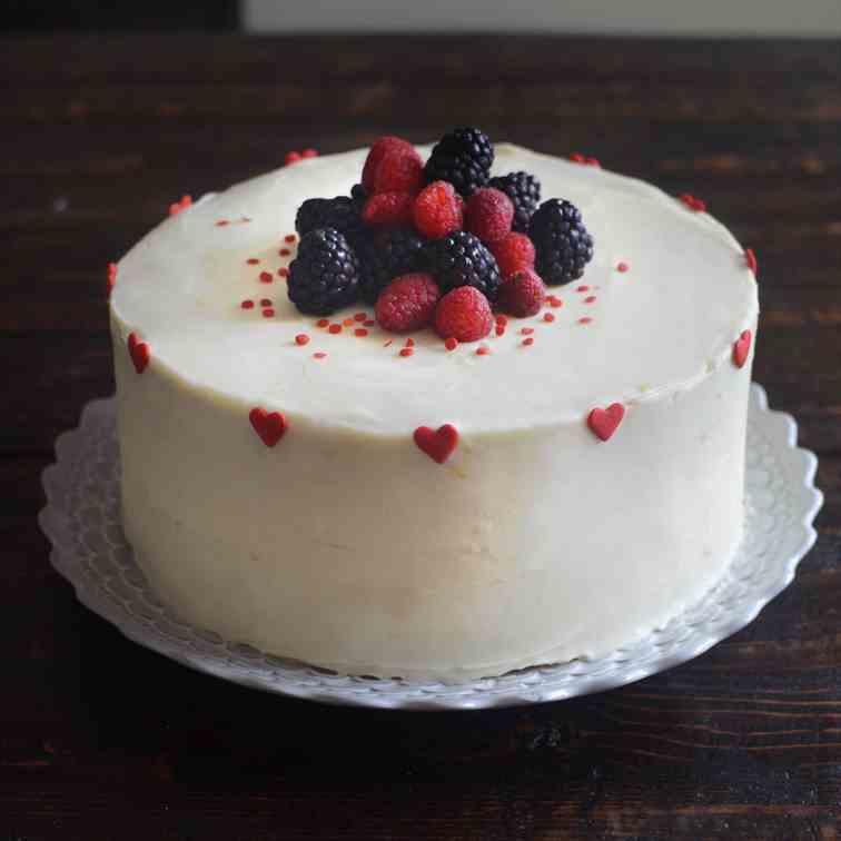 Lemon Layer Cake with Mixed Berries