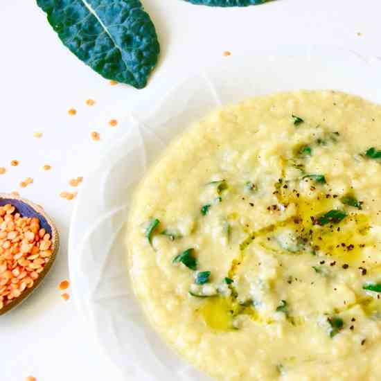 Red Lentil Soup with Kale and Lemon