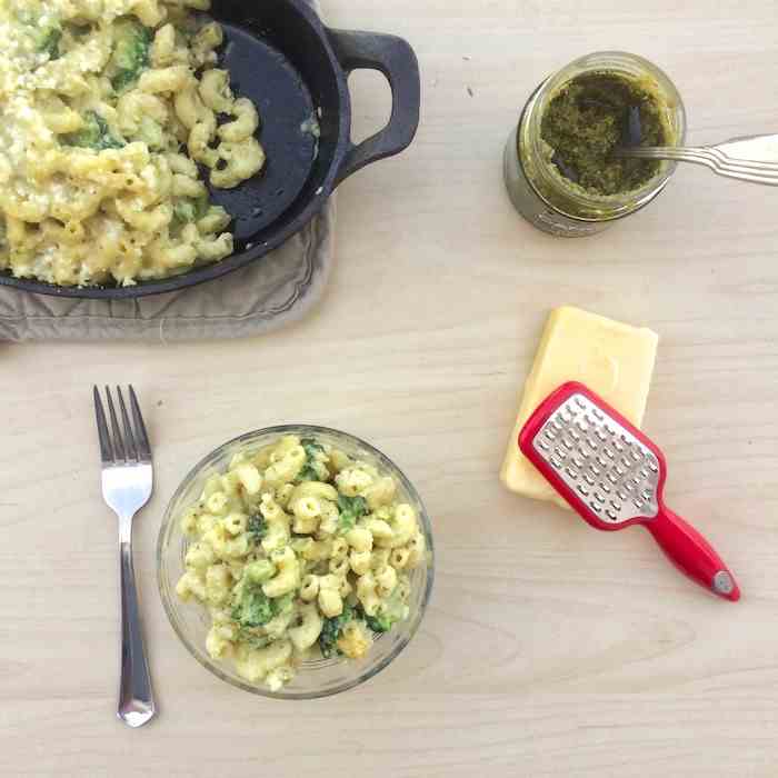 White Cheddar Pesto Mac - Cheese