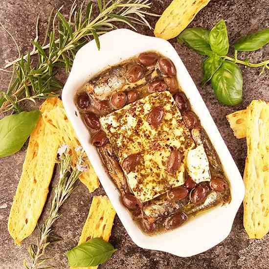 Baked Feta Cheese with Canned Sardines and