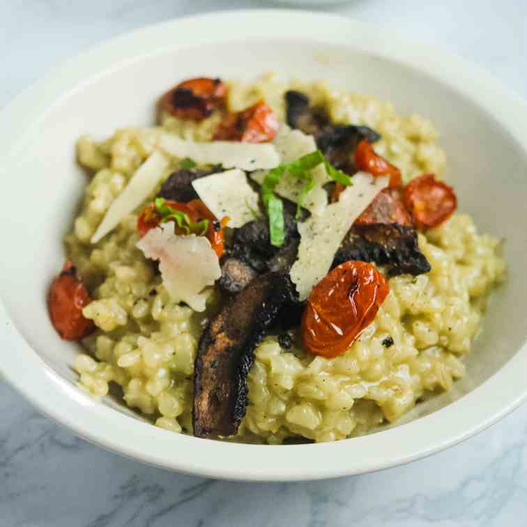 Baked Basil Risotto with Brown Rice 