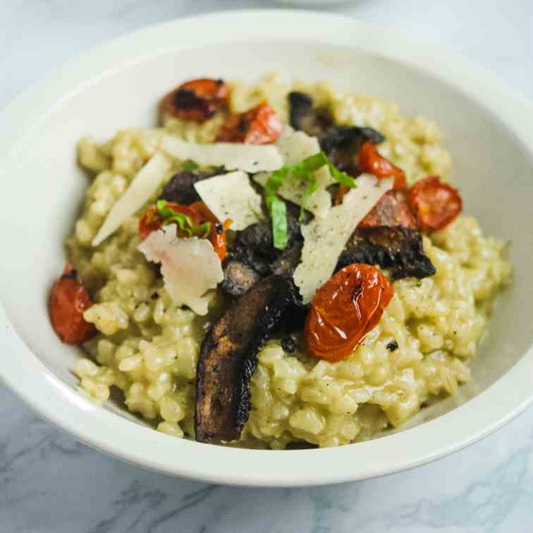 Baked Basil Risotto with Brown Rice