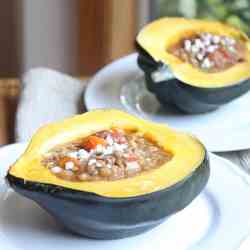 Lentil Soup in Butternut Squash Bowls