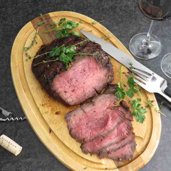 bourbon-marinated flank steak