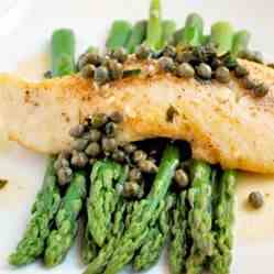 Halibut Picatta with Asparagus