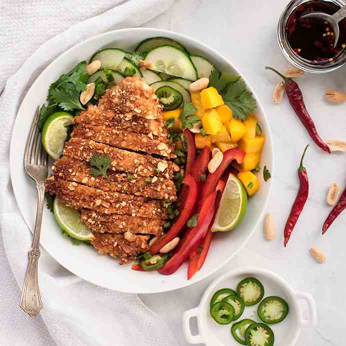 Crispy Peanut Chicken with Asian Salad