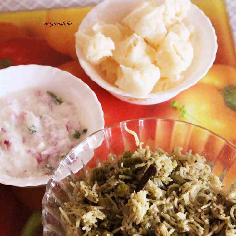 Green Pulao- how to make green pulao