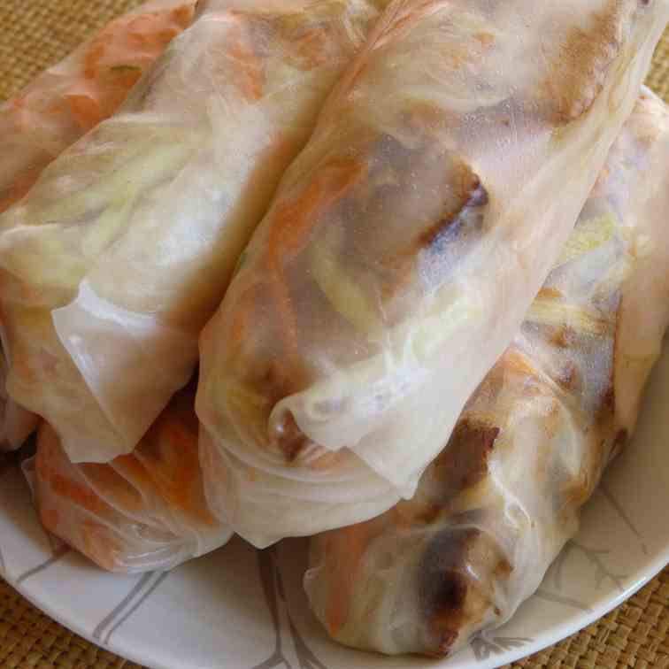 Asian Pork and Papaya Spring Rolls.