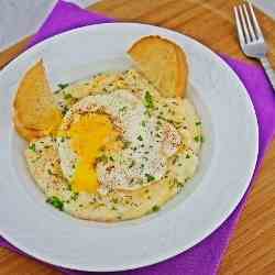 Cheesy Grits topped with an Egg