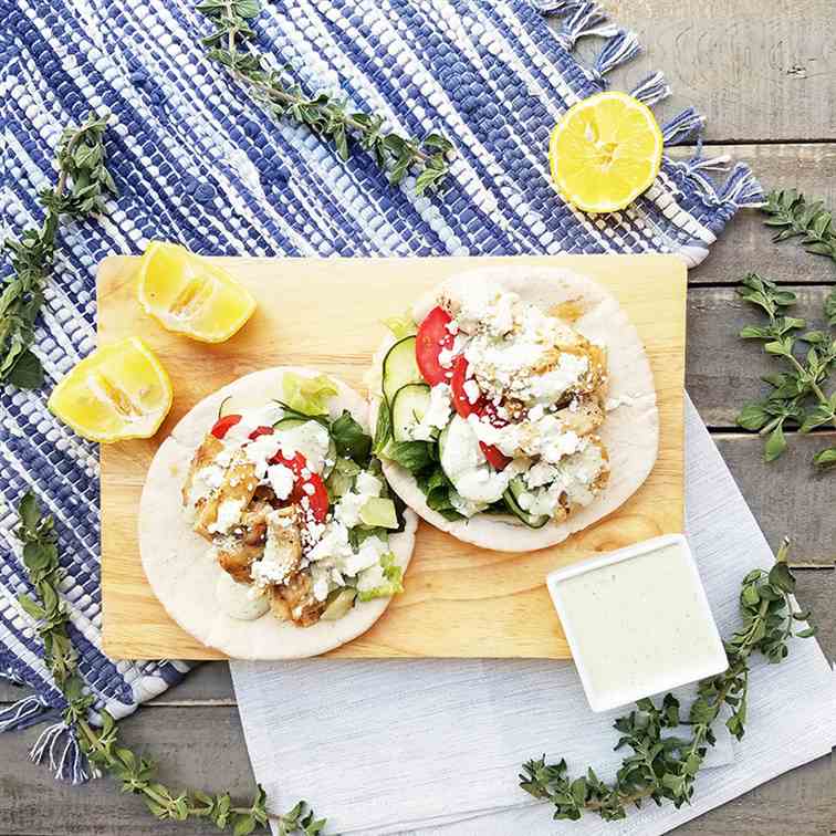 Greek chicken pita wraps