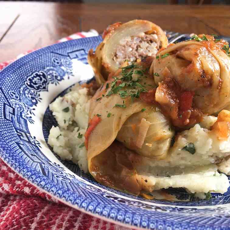Beefy Cabbage Rolls in a Tomato Sauce