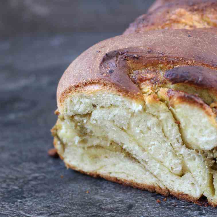 Pesto and Mozzarella Babka Bread