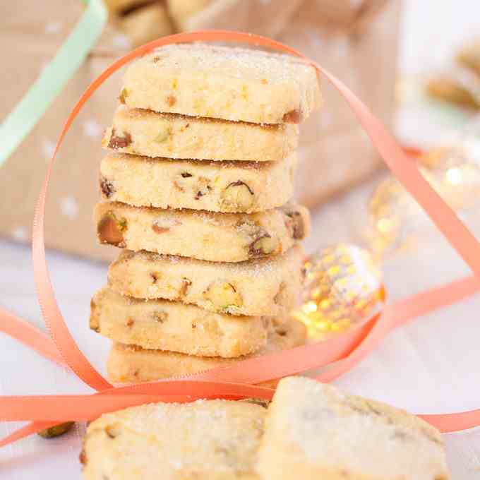 Orange Pistachio Shortbread Cookies