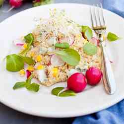 Couscous salad with roquefort and corn