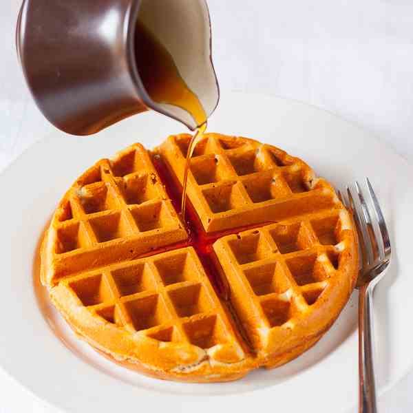 Maple and Peanut Butter Oatmeal Waffles