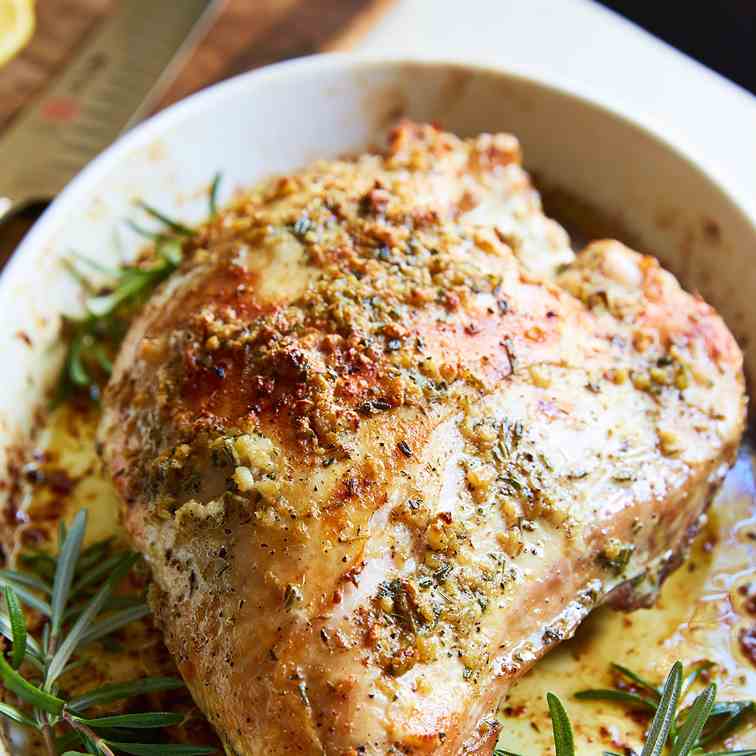Roasted Turkey Breast with Garlic - Herbs
