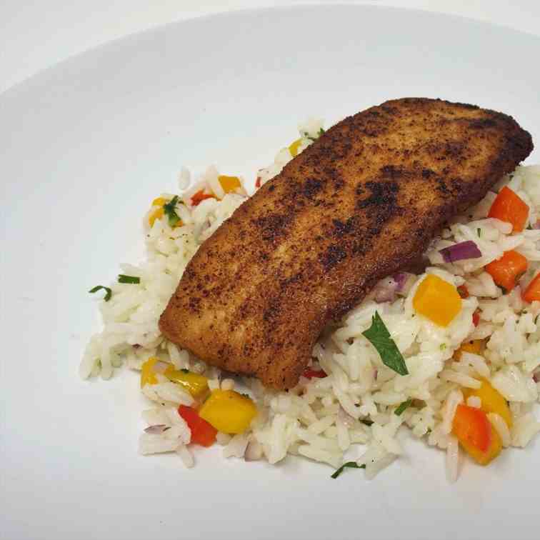 Cajun Spiced Mahi Mahi - Mango Rice Salad